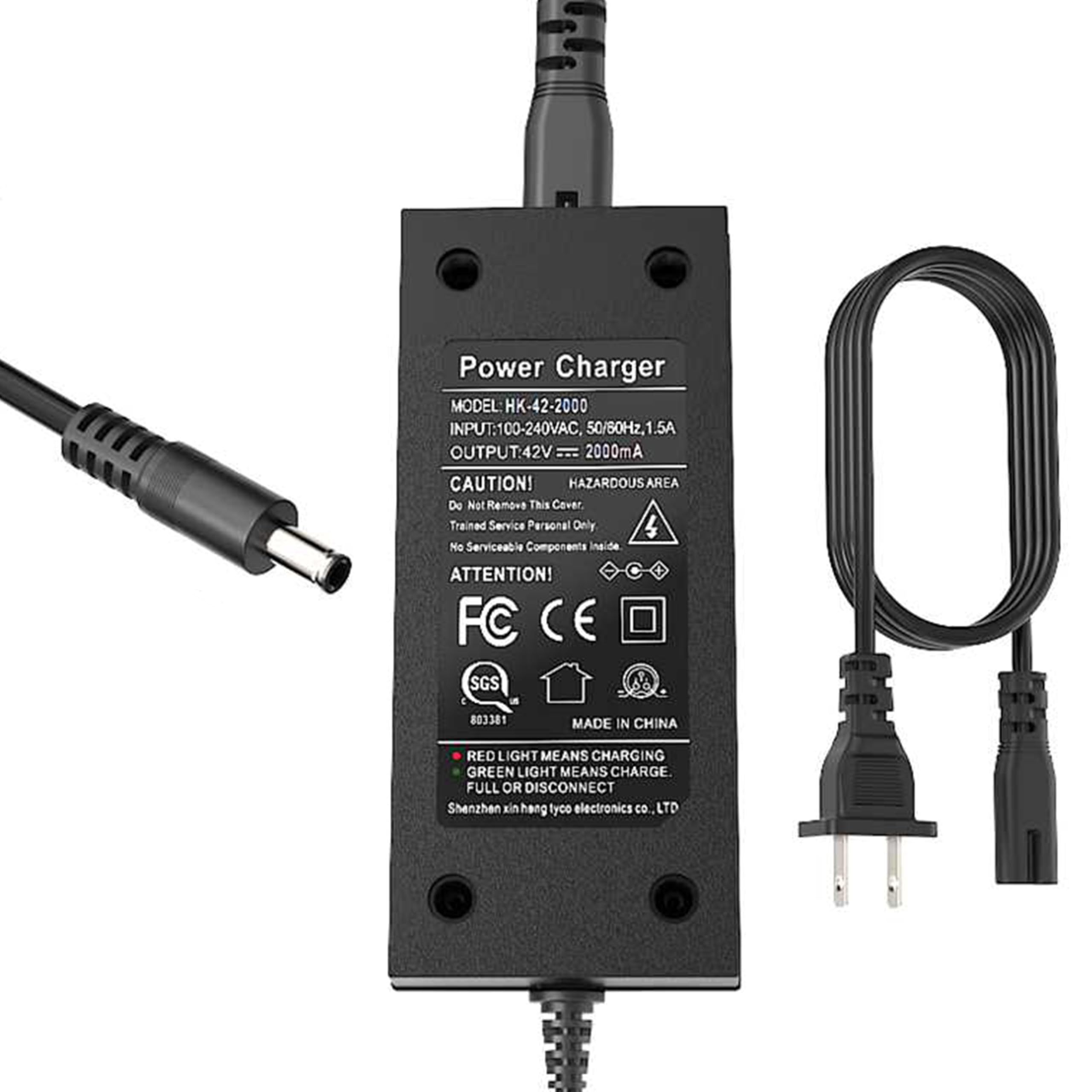EVAPLUS SGS Certified 42V 2A Charger, Power Adapter with Female DC 5.5mm-2.5mm/2.1mm Port, Compatible with GOTRAX GXL V2, G2, G3, G4, Apex, for 36V Lithium-ion Battery