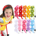 XIMA Pearl Flower Headbands for Girls,Satin Hair Bands with Flowers, Multiple Colors Pack of 10