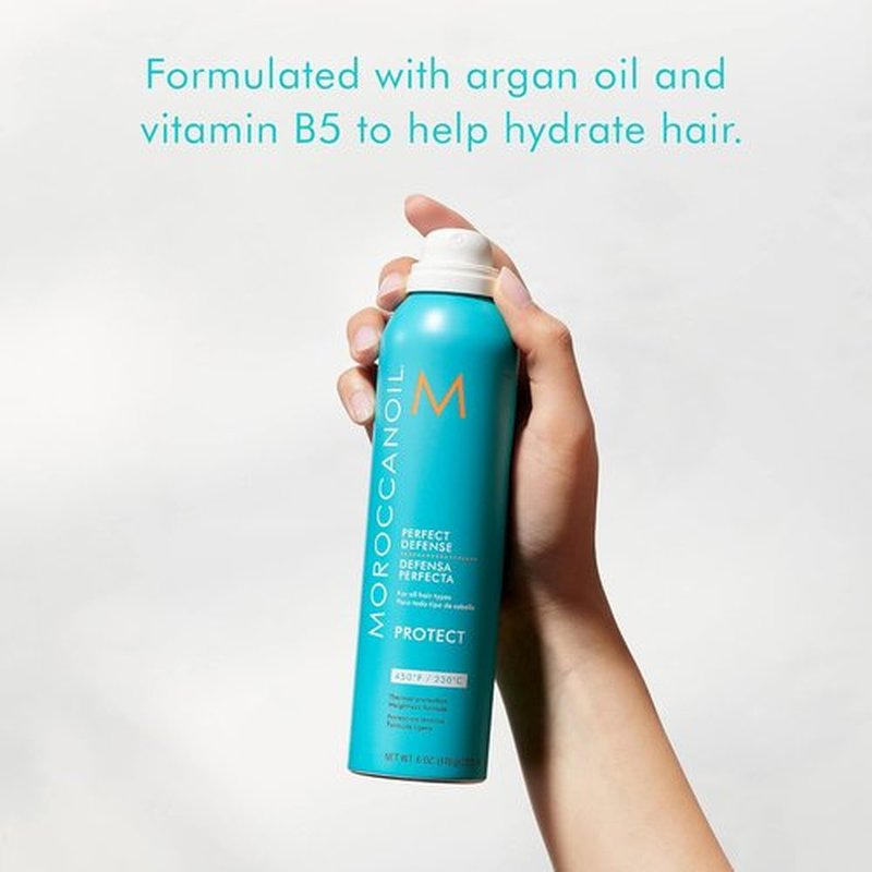 Moroccanoil Smooth Style Ceramic Heated Brush & Perfect Defense Spray Bundle - Ultimate Hair Care Set