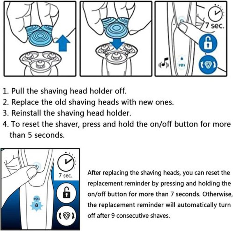 Philips Norelco SH98 Replacement Shaver Heads - Compatible Blades for S9000 Prestige Razors