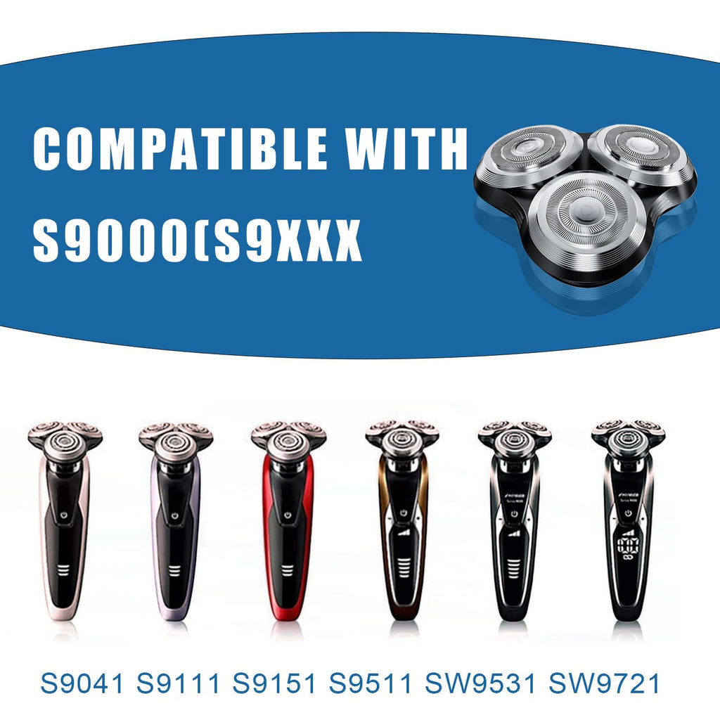 SH90 Replacement Heads Compatible with Philips Norelco Shavers Series 9000, New Version of Metal Wheel Buckle and Upgrade Double-Layer Precision Replacement Blades(2 Pack)