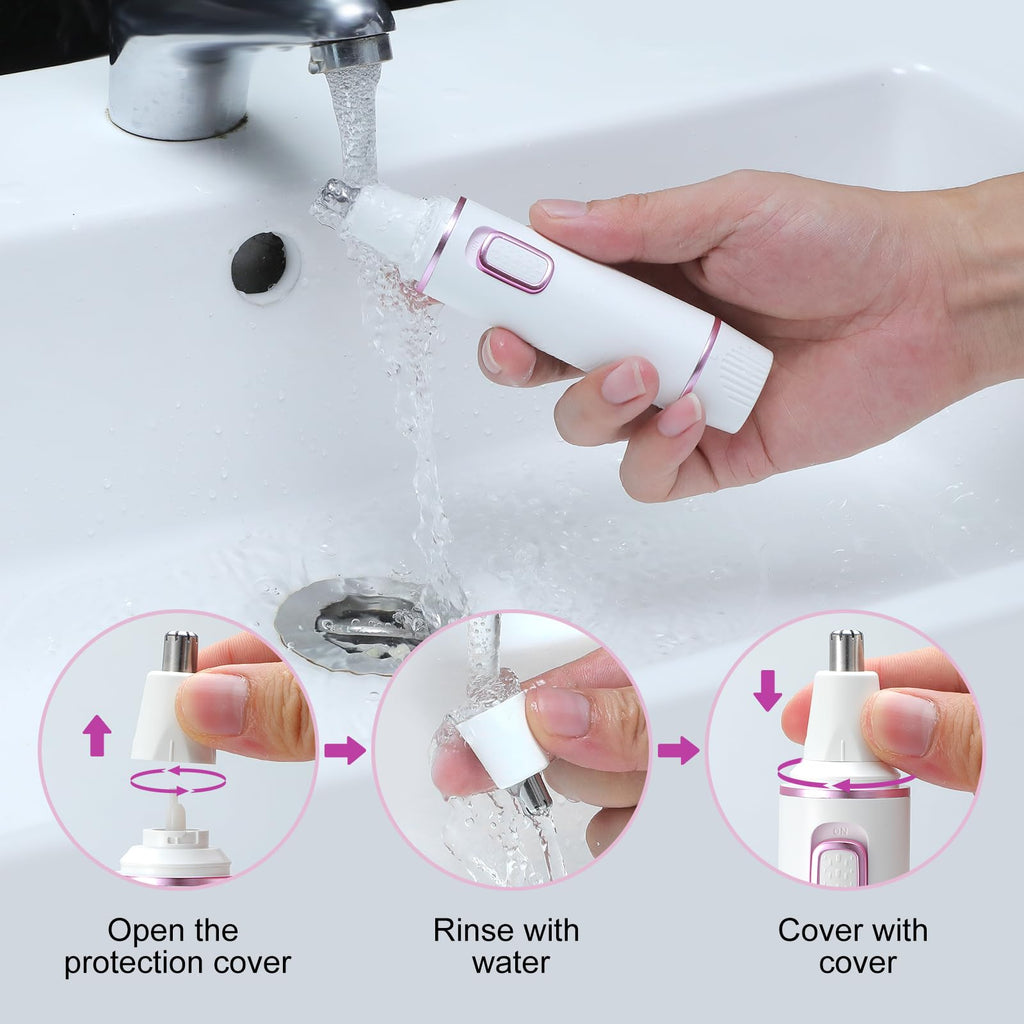 AREYZIN Nose Hair Trimmer for Women-2025 Professional Painless Eyebrow Trimmer and Nose Trimmer Facial Hair Removal Nasal Hair Clippers Professional, Easy to Clean, Dual-Edge Blade,White