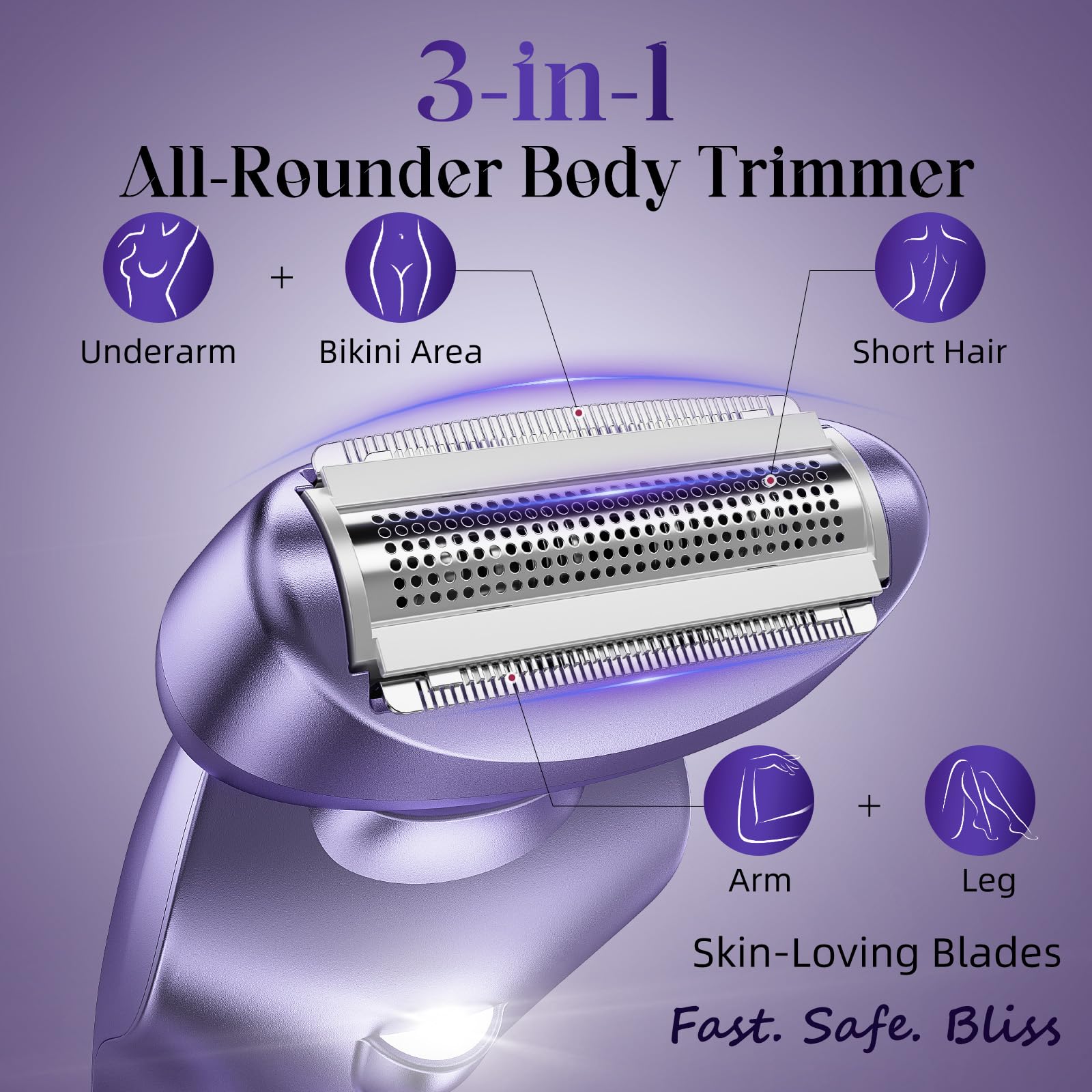 rategist Cordless Electric Razors for Women: Rechargeable Painless Bikini Trimmer for Body Hair - 𝐈𝐏𝐗𝟕 𝐖𝐚𝐭𝐞𝐫𝐩𝐫𝐨𝐨𝐟 Shaver with 𝐋𝐄𝐃 𝐃𝐢𝐬𝐩𝐥𝐚𝐲 for Face/Underarm/Leg Deep Purple