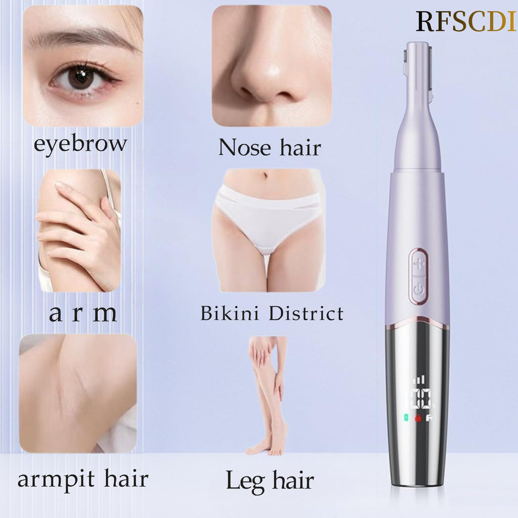 RFSCDI 5-in-1 Rechargeable Nose & Eyebrows Hair Trimmer - IPX7 Waterproof Dual Edge Grooming Kit for Men & Women, Perfect for Hair Removal of Nose, Facial, Arm, Bikini, and Ear Hair (Purple)