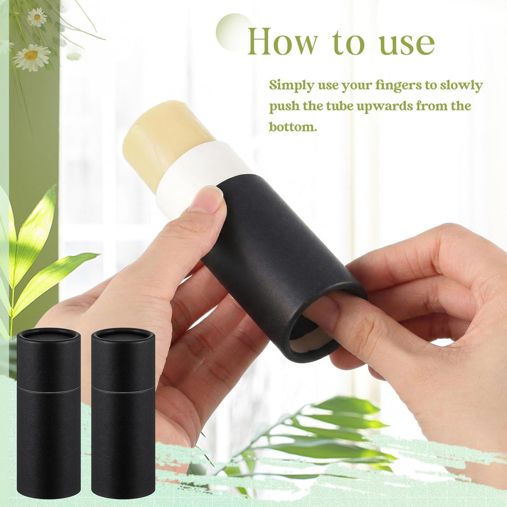 Teenyyou 20 Pcs 2oz Empty Paperboard Deodorant Containers Kraft Cardboard Deodorant Tubes Push-up Lip Balm Tubes Solid Perfume Container Lotion Sticks Jars for DIY Homemade Cosmetic Samples,Black