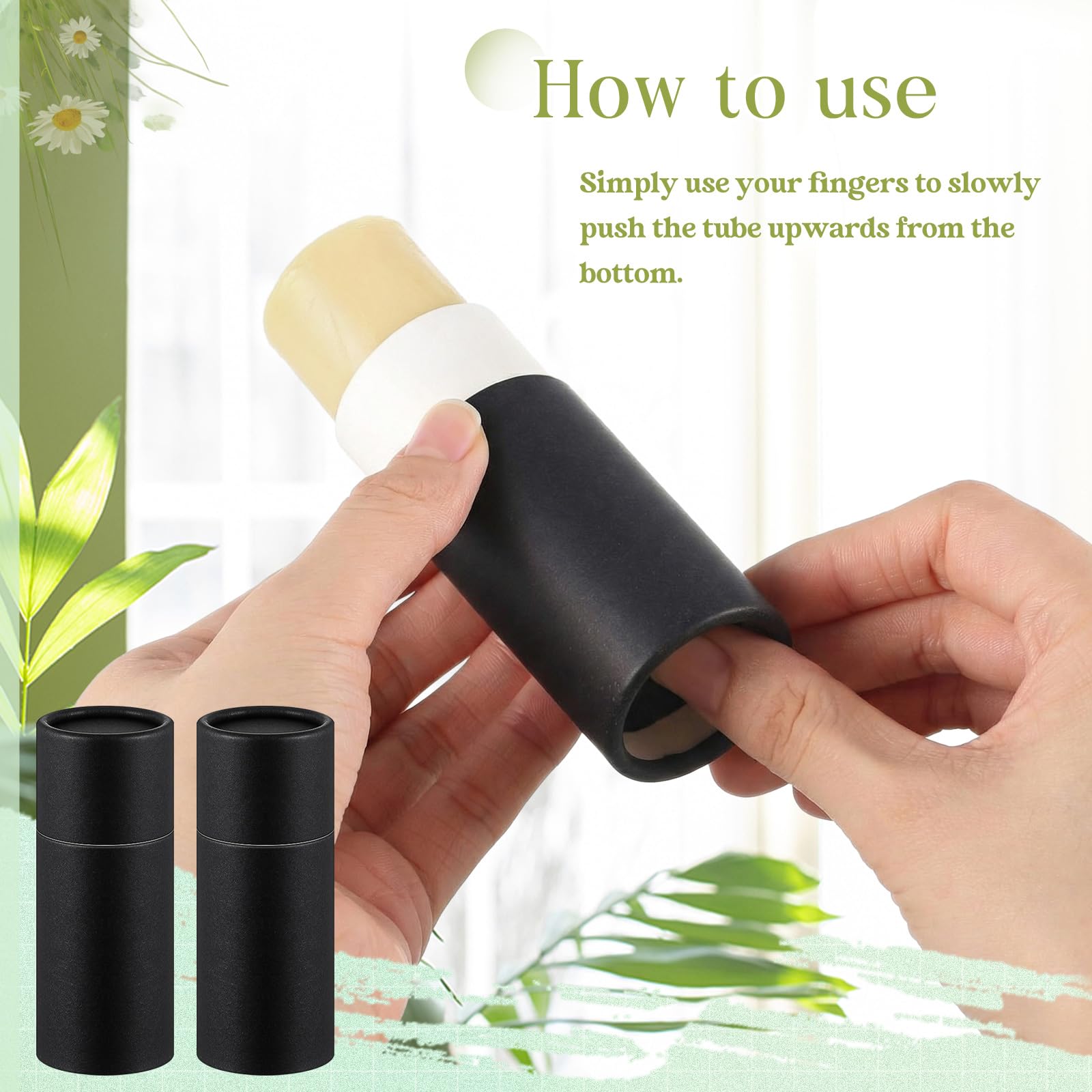 Teenyyou 20 Pcs 2oz Empty Paperboard Deodorant Containers Kraft Cardboard Deodorant Tubes Push-up Lip Balm Tubes Solid Perfume Container Lotion Sticks Jars for DIY Homemade Cosmetic Samples,Black