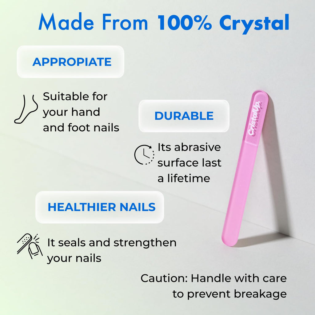 Crystal Nail File 4 in, Glass File Ideal for Purse, Durable, Safe and Gentle on Nails, Perfect for Travel Home, Office and On the Go, Portable Design