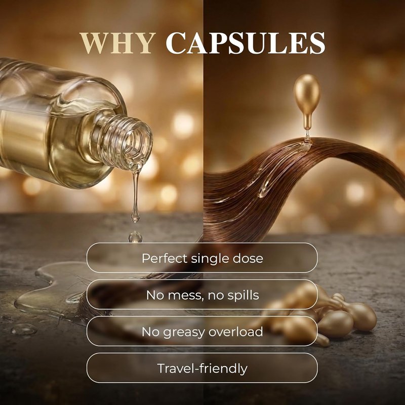 Vitamin E Capsules - 2-in-1 Hair Serum & Face Glow with Aloe Vera - Lightweight & Non-Greasy - 60 Capsules