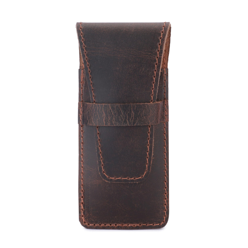 CestAntiQ Leather Safety Razor Case Shaving Accessories Straight Safety Razor Holder for Double Edge Personal Care Essentials Handmade Shaver Case for Travel (Brown)