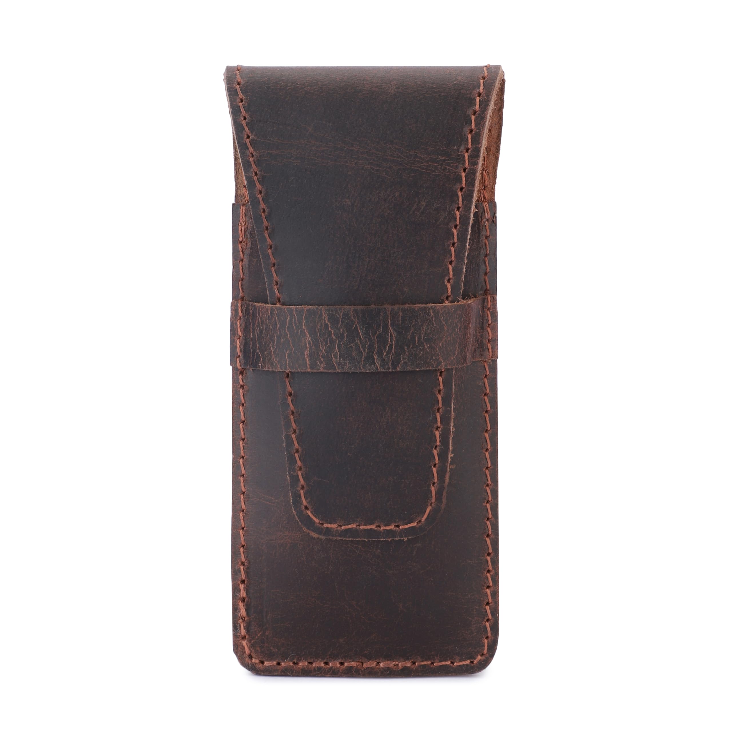 CestAntiQ Leather Safety Razor Case Shaving Accessories Straight Safety Razor Holder for Double Edge Personal Care Essentials Handmade Shaver Case for Travel (Brown)