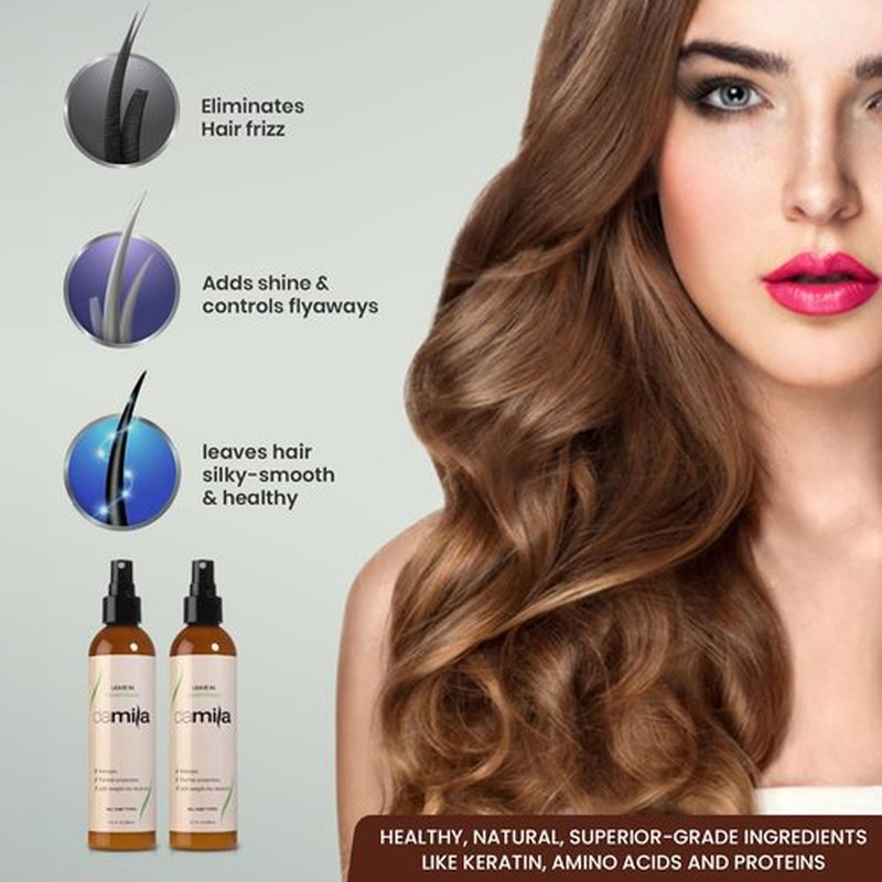damila Keratin Leave In Conditioner Spray for Fine, Dry, Damaged and Curly Hair - Detangles and Protects Against Heat - Extends Your Keratin Treatment - Sulfate and Paraben Free