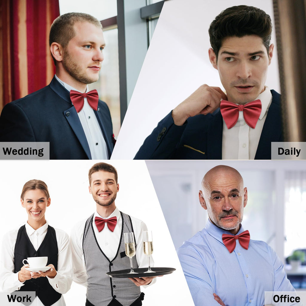 GHTIYLP Mens Bow Tie Pre Tied Oversized Bow Ties for Men Satin Bowties for Tuxedo Wedding Party Banquet (Red)