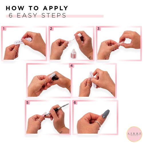 500 AIRRE Pro Acrylic Nail Tips & 3 Files with Box - (10 Sizes) French Square Half Cover False Nails. For Salons MUA & Home DIY. Use: Cut, File & Shape, UV/LED Gel, Polish & Nail Art (Colour: Natural)