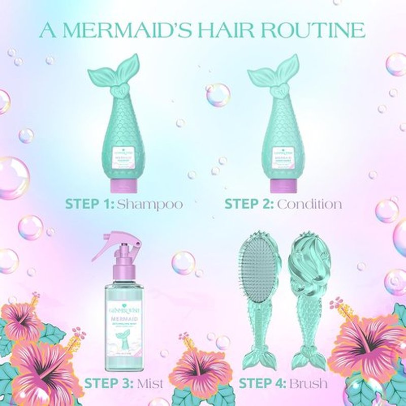 Glimmer Wish Mermaid Detangling Hair Brush for Kids - Anti-Frizz, Soft Bristles - Gentle Hair Care