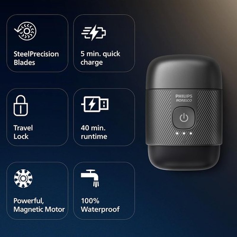 Philips Norelco Shaver 500 Series - Compact Electric Shaver with Lift & Cut System, Steel Blades, Wet & Dry Use