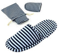 Non-Disposable Travel Slippers Portable Cotton Spa Hotel Guest Indoor Slippers, Dark Blue, 8-11 Women/6-9 Men