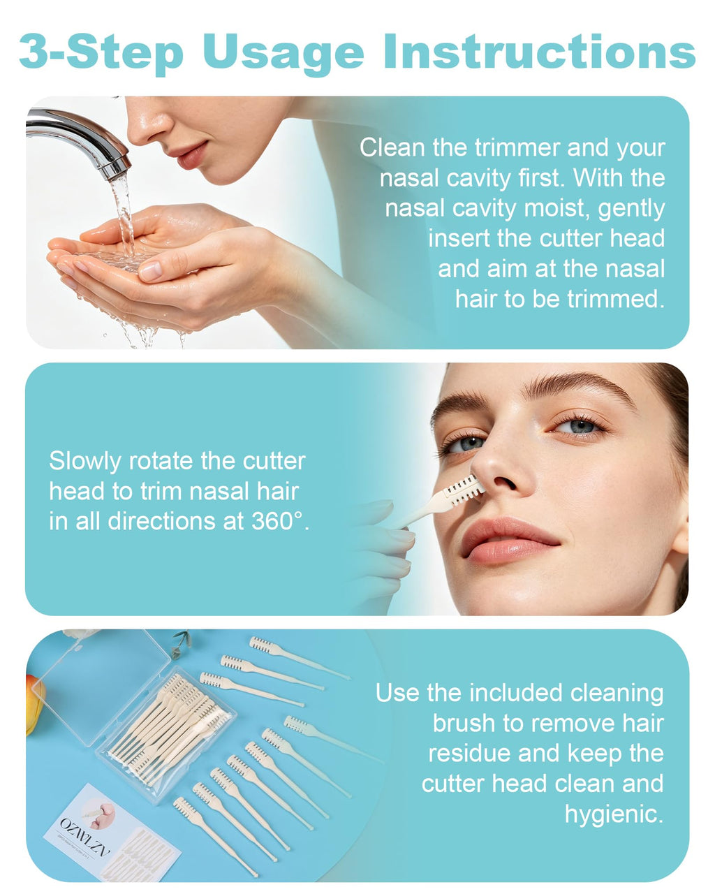 OZWLZV 20PCS Nose Hair Trimmer for Men & Women, 2-in-1 Nasal Hair Cutter, Manual & Portable Nose Trimmer, Double Sided Nose Hair Cutter, Nose Hair Remover with Cleaning Brush, Nose Razor