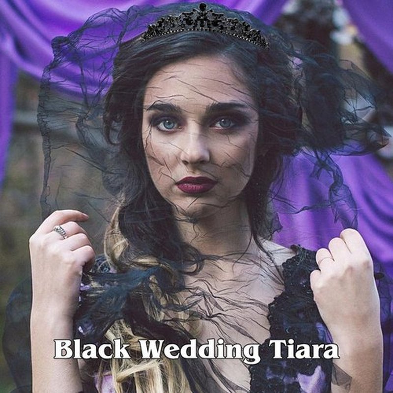 TOBATOBA Black Tiara Crowns for Women Gothic Wedding Tiara Princess Black Swan Costume for Bride, Quinceanera Crown 15 años quinceañeras for Birthday Bridal Prom Pageant