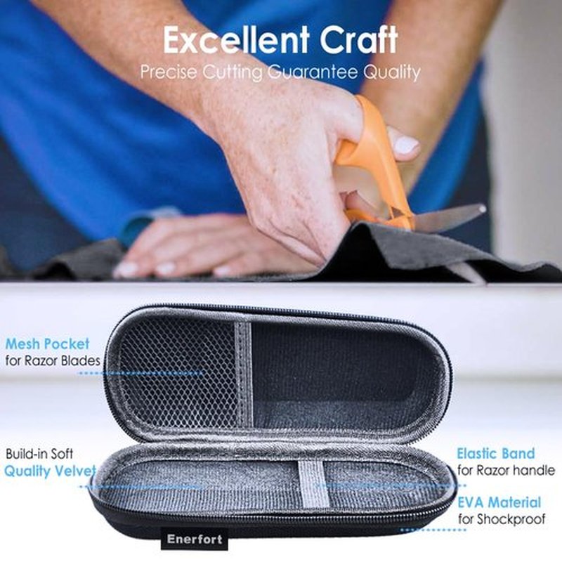 Gillette Hard EVA Razor Travel Case - Lightweight Design with Mesh Pocket for 2 Blades | Durable Zipper, Black
