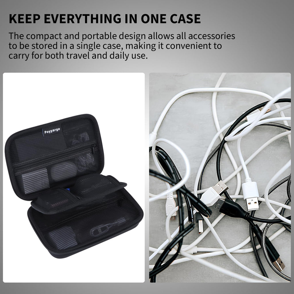 Peyyargo Electronic Organizer Travel Case for MacBook Power Adapter Chargers Cables Tech Organizer Hard Drive USB Flash Disk SD Card Cord Portable Electronics Accessories Bag
