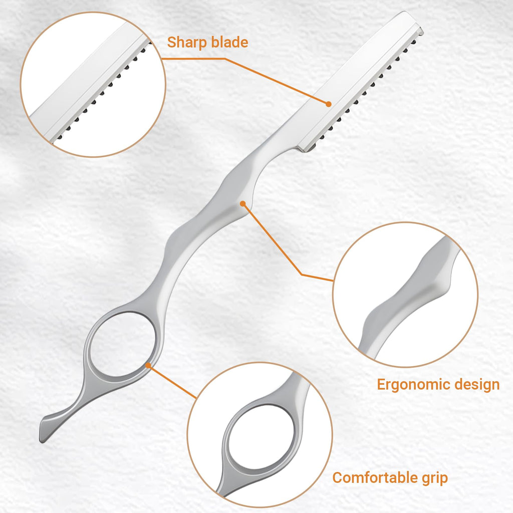 11 Pcs Hair Razors for Cutting Hair Set, Stainless Steel Hairs Thinning Styling Razors with 10 Replacement Blades, Professional Texturizing Hairs Razor Comb for Salon Styling Home Cutting Feathering
