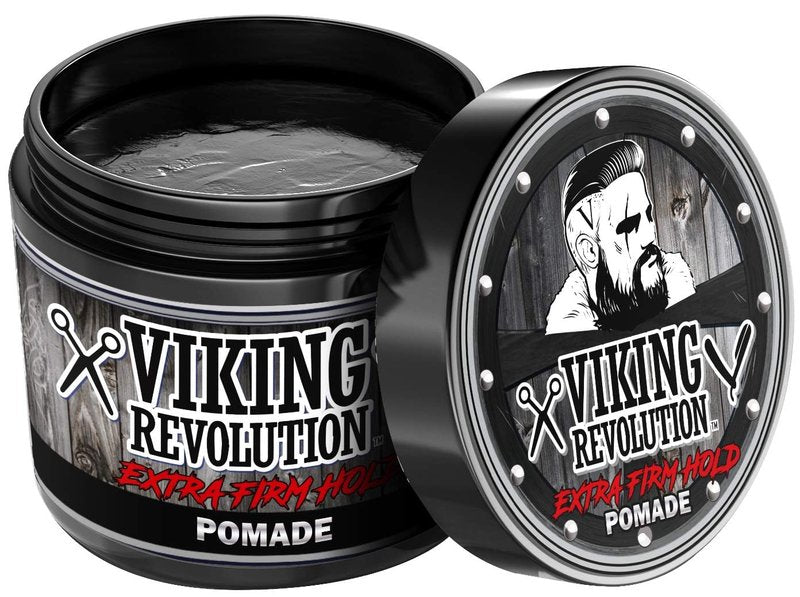 Viking Revolution Extreme Hold Pomade for Men - Extra Firm Hold & High Shine - Easy Wash Out, 4oz