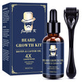 Beard Growth Kit, Beard Growth Oil (2Oz) w/Biotin & Castor Oil, Beard Massager for Patchy/Spot Beard, Beard Kit for Men's Grooming, Dad Day Gifts Fathers Day, Birthday Gifts for Him Boyfriend Husband