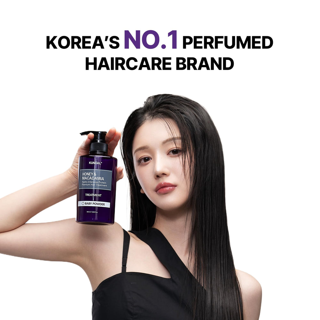 KUNDAL Honey & Macadamia Natural Conditioner, Korean Hair Care Damage Repair, Deep Hydration, Long Lasting Fragrance, with Honey, Argan Oil, Macadamia Oil 16.9fl oz (B. Baby Powder)