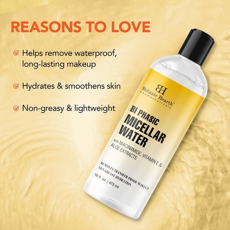Botanic Hearth Bi|Phasic Micellar Water 16 Fl Oz | Gently Cleanses, Makeup Remover With Dual|Phase Formula, Suitable For All Skin Types