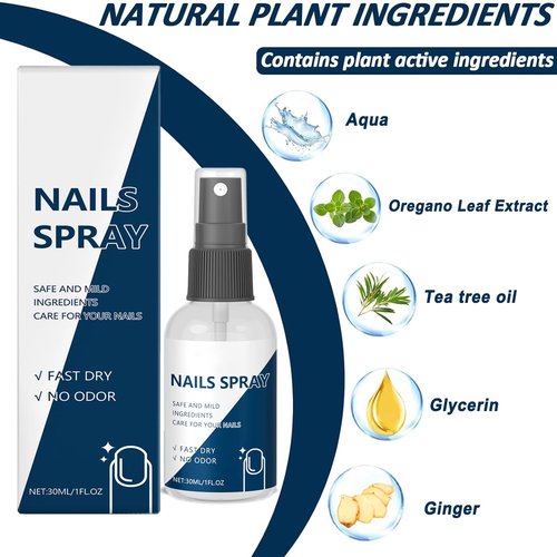 Nails Spray Fast-Drying Nail Care Moisturizer with No Odor Formula for Women, Safe Mild Ingredients, 30ml/1fl oz