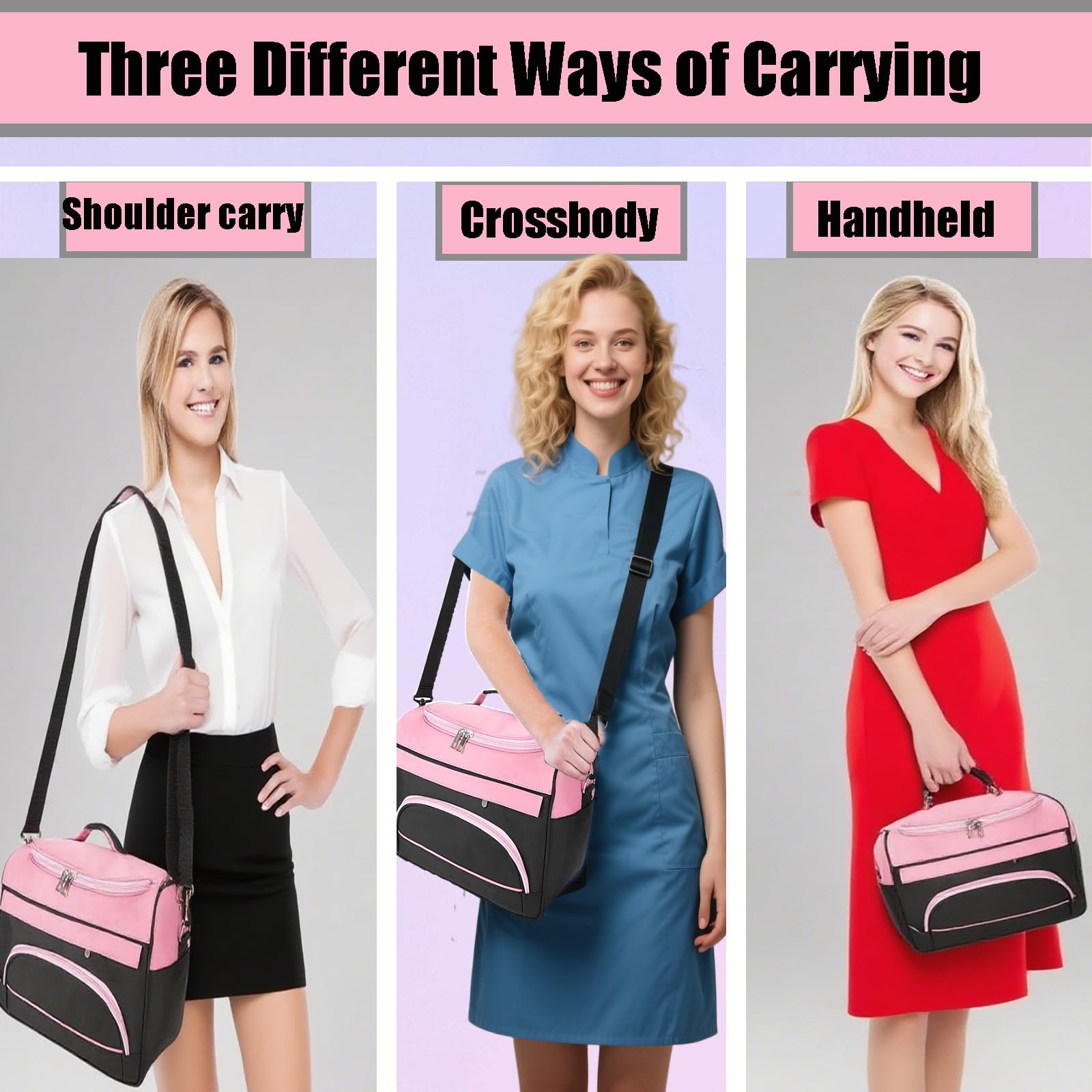 JEHANOIRY Large Capacity Hairdresser Bag Barber Carrying Case with Handle and Shoulder Strap, Beauty Salon Tool Kits Storage Travel Barber Case Holds Various Hair Cutting Tools Haircutting Bag