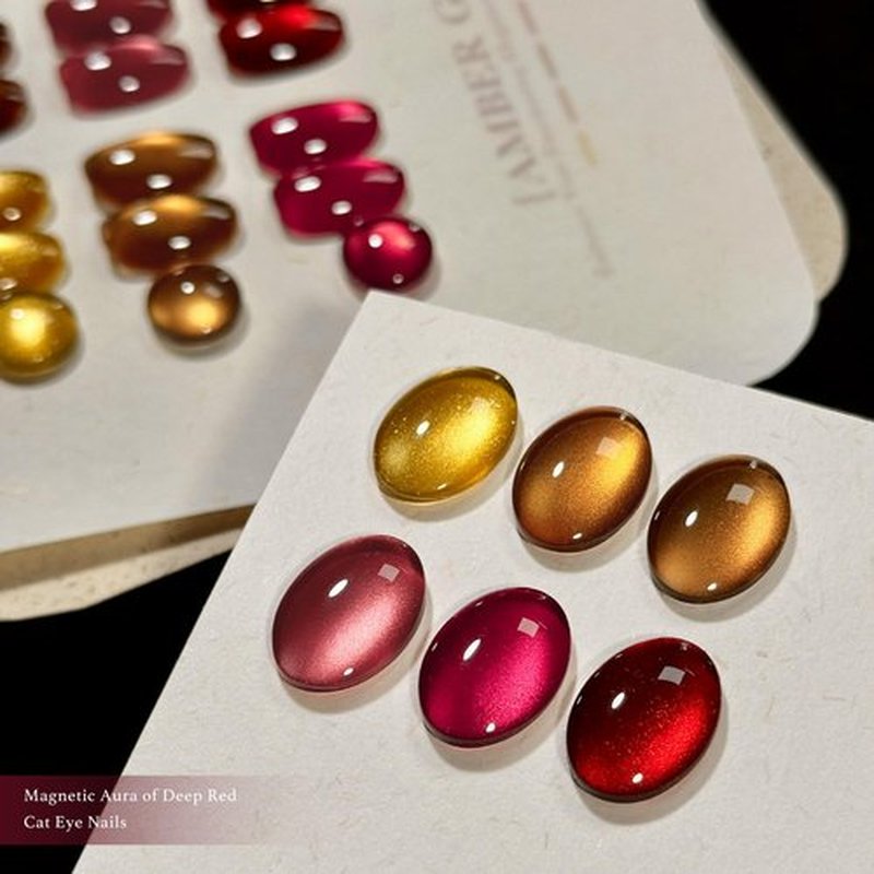 GAOY Glitter Cat Eye Gel Nail Polish Set with Magnet, 6 Colors Gold Red Brown Glitter Gel Holography, Long Lasting for Nail Art at Home & Salon Manicure