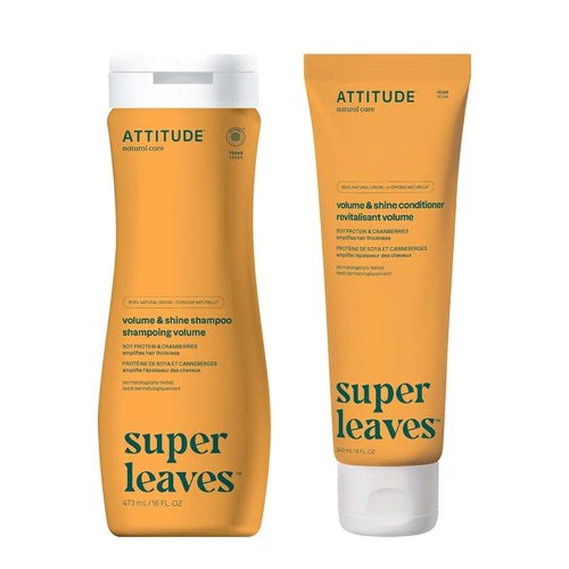 **ATTITUDE Volume & Shine Hair Shampoo and Conditioner Bundle - Vegan, Plant-Based, Dermatologically Tested**