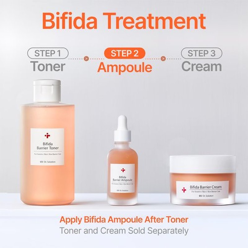 CU Dr. Solution Bifida Barrier Ampoule, CUSKIN, Mild and Moisturizing Korean Skin Care Face Serum Ampoule with Ceramide NP and Hyaluronic Acid for Hydration and Skin Elasticity, 50ml (1.69 Fl. Oz.)