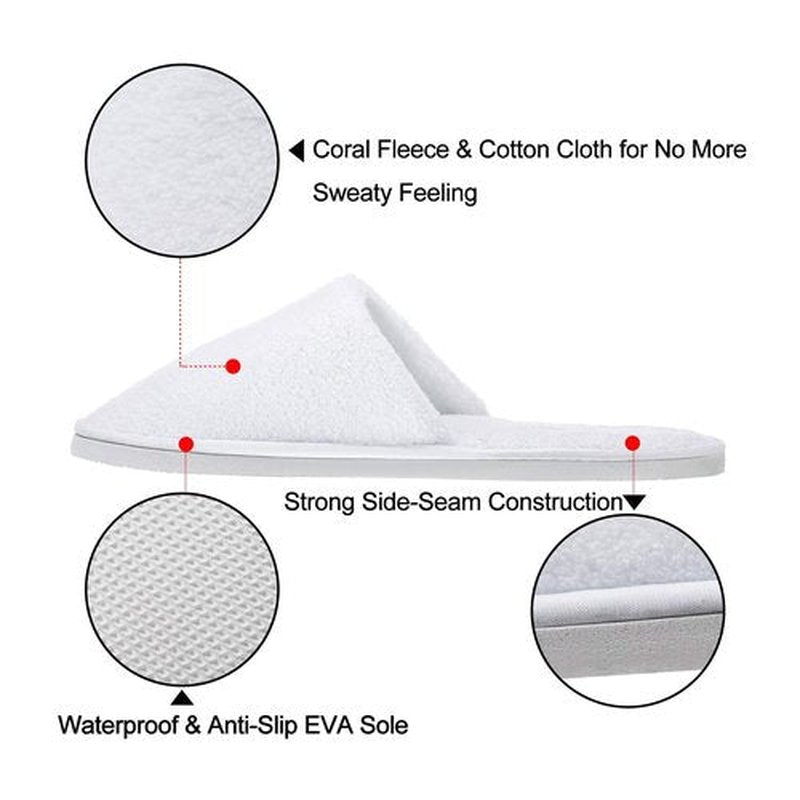 AhfuLife Spa Slippers 5 Pairs of Hotel Slippers, Disposable Closed-Toe Slippers for Guest, House Slippers Non-slip Unisex for Wedding, Party, Travel, Bedroom