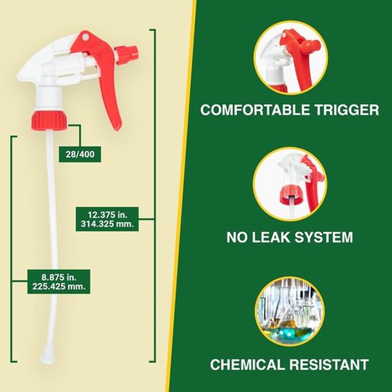 Skiennix Heavy Duty 32oz Plastic Spray Bottles - Adjustable Nozzle for Cleaning & Gardening | Red 2 Pack