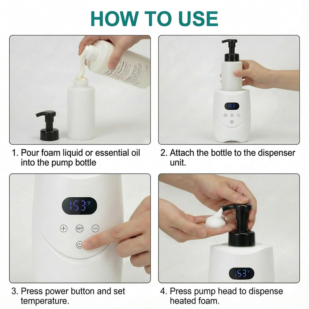 Professional Hot Lather Machine for Shaving, Smart Shaving Cream Warmer with 2×500ml Refillable Foam Bottles, Large Capacity Hot Foam Dispenser with LED Display for Home, Salon & Barber Shop (white)