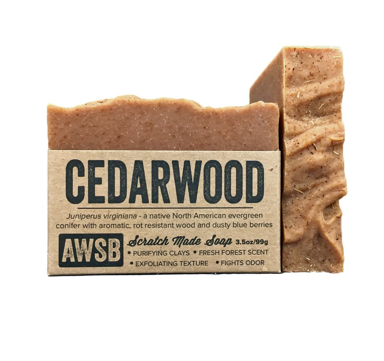 A Wild Soap Bar Cedarwood Bar Soap with Red Clay, 3.5 oz