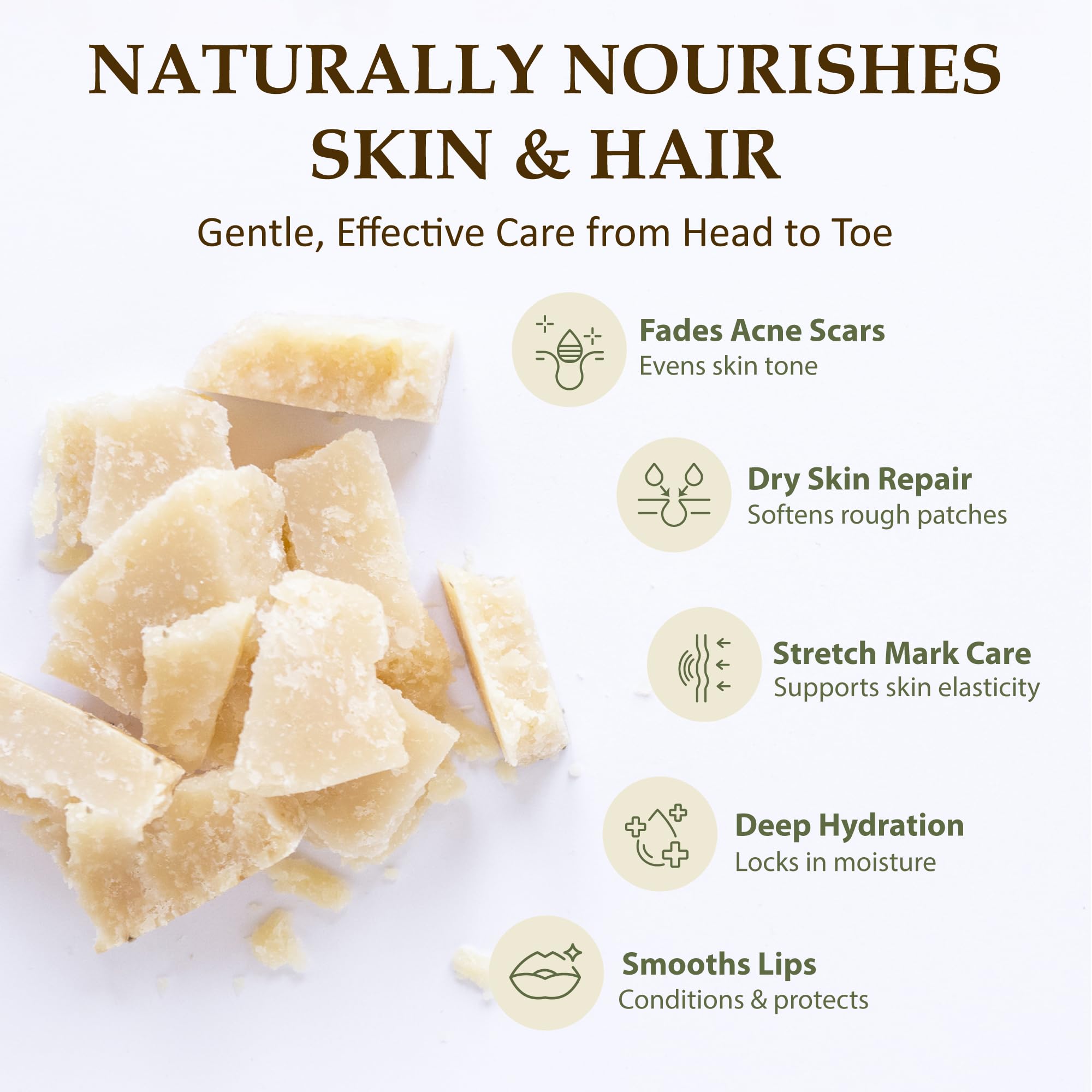 era of nature Organic Unrefined Raw Mango Body Butter Block 16oz - Moisturizing Mango Seed Raw Butter Bar for Skin & Hair, DIY Lip Balm Base, Cream, Soap & Lotion Making Supplies, Personal Skincare