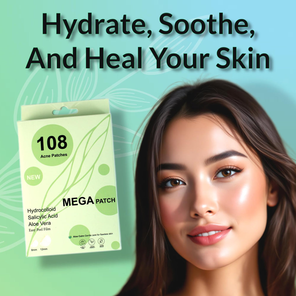 Fast Acting Pimple Patches with Hydrocolloid, Saycilic Acid and Aloe Vera | 108 ct (60 x 8mm + 48 x 12mm) | Reduces Spot Risk | Invisible Acne Patches | Treatment for Zits, Blemishes, Acne & Pimples.