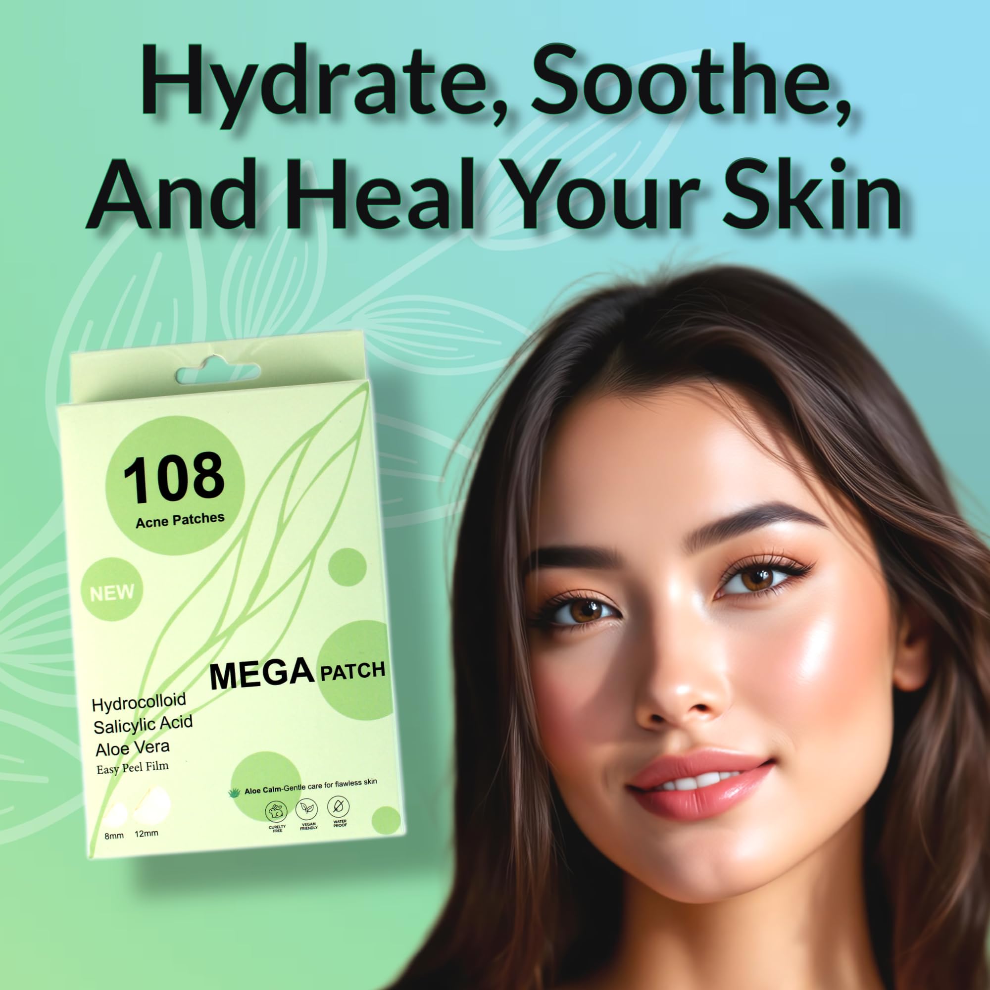 Fast Acting Pimple Patches with Hydrocolloid, Saycilic Acid and Aloe Vera | 108 ct (60 x 8mm + 48 x 12mm) | Reduces Spot Risk | Invisible Acne Patches | Treatment for Zits, Blemishes, Acne & Pimples.