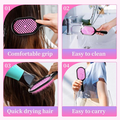 Skiennix Detangling Brush - 4 Pack Gentle & Effective Hair Detangler for Wet or Dry Hair | Ultra-Light & Ventilated (Pink, Purple, Green, Black)