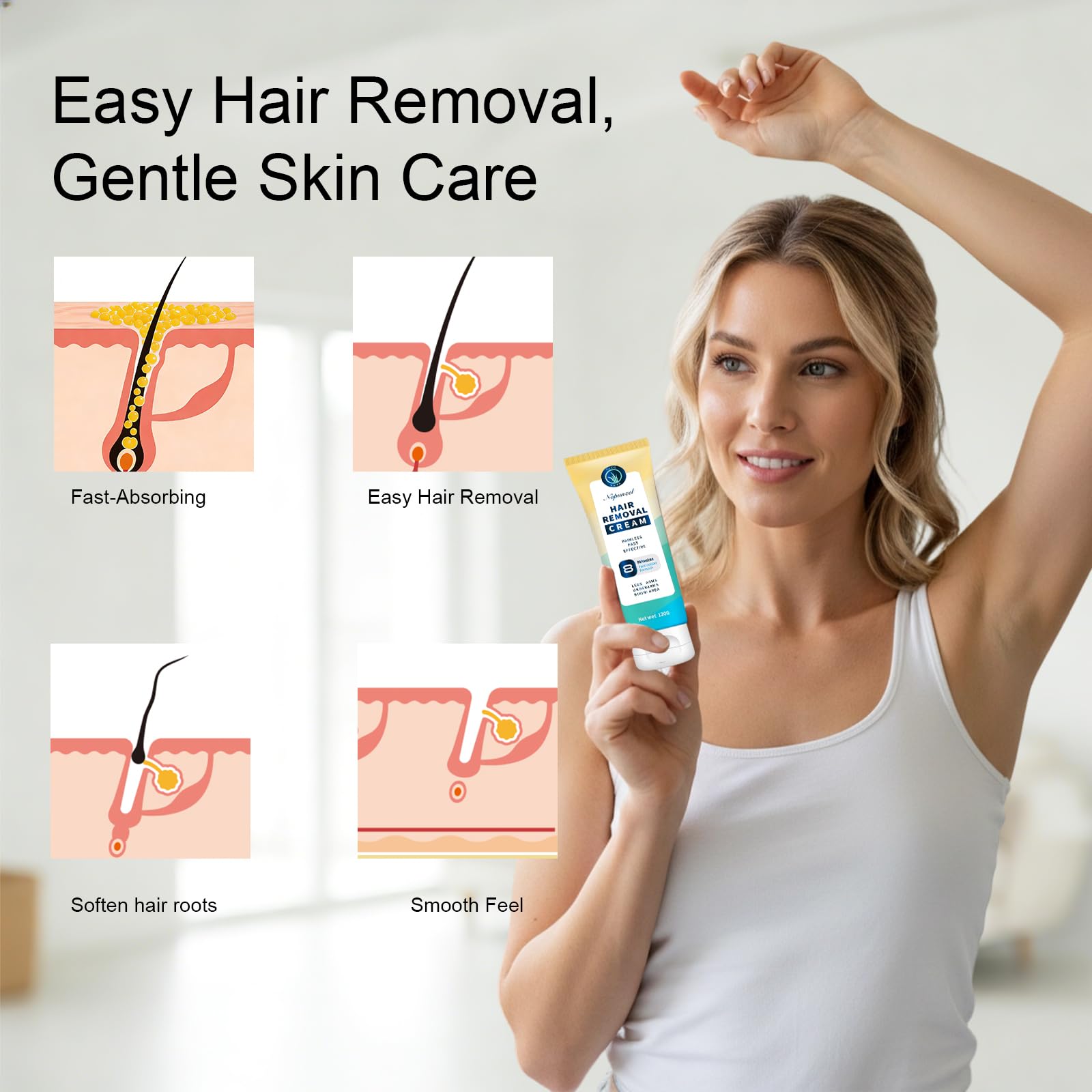 FAIRY SECRET Hair Removal Cream for Men & Women - Sensitive Skin Formula with Aloe Vera & Licorice Extract, Soothes & Hydrates, Fit for All Skin Types