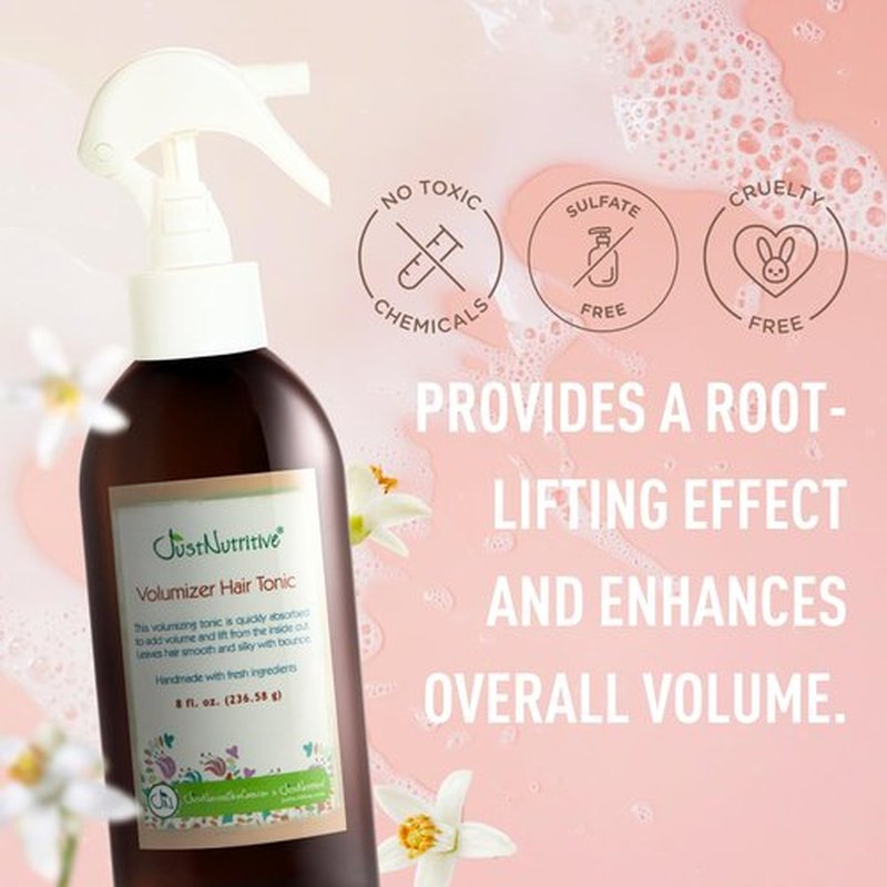 Just Nutritive Volumizer Hair Tonic - Instant Volume & Lift | Lightweight Natural Root Lifter | 8 Fl Oz