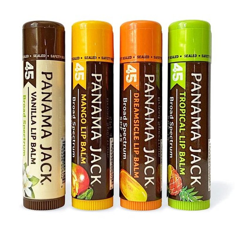 Panama Jack Sunscreen Lip Balm - SPF 45, Broad Spectrum Protection, Soothes Dry Lips | Flavor Pack