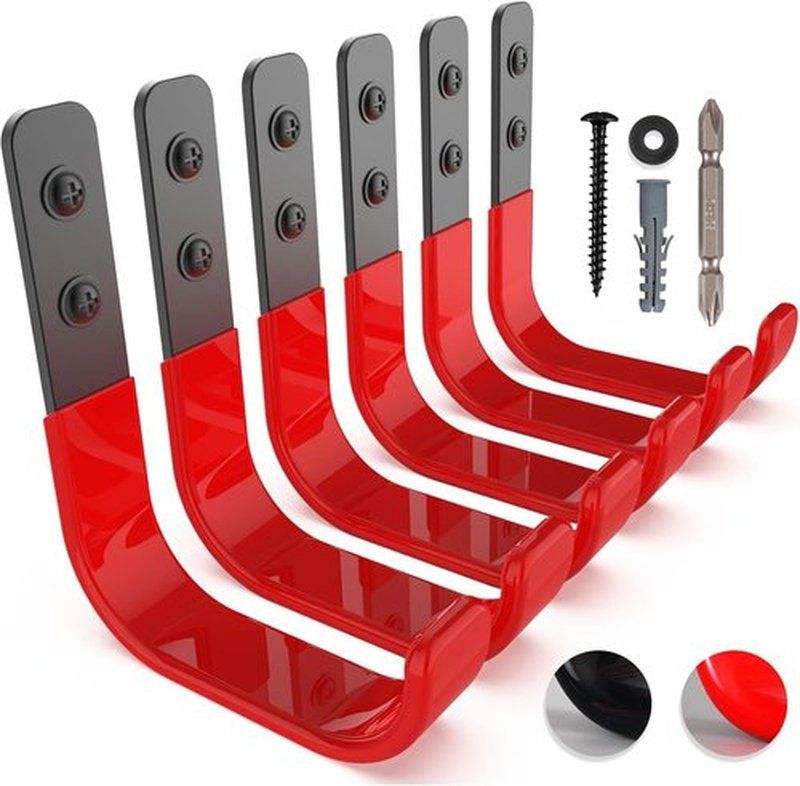 Skiennix 4-Inch Heavy Duty Garage Hooks - 6 Pack Wall Mount Tool Organizers | Holds Up to 55lbs