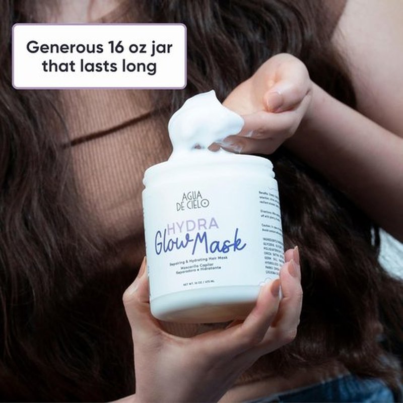 Agua de Cielo Hydra Glow Mask - Deep Conditioning Hair Mask for Dry, Damaged Hair | Strengthens, Hydrates & Reduces Frizz - 16 Oz