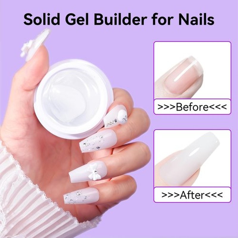 Makartt 3d Gel Nail Art: 4-in-1 3d Nail Gel Sculpting Gels White Non-sticky for Extension, 15ML Solid Builder Nail Gel UV Glue for Acrylic Tips, Rhinestones & Sculpture Gels for Nails Art Salon Home