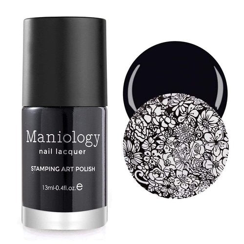 Maniology Black & White Duo Stamping Polish Set | Basic & Essential, Primary Colors – 13ml Lacquer Bottles for Crisp Nail Art Design & Full-Coverage DIY Manicures