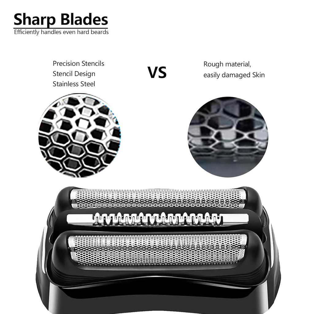 JIANCENGYU 21B Blade for Braun Series 3 Replacement Head&for Braun s3 Wet and Dry Replacement Head, Compatible with braun 3040s replacement head and Shaver 3010s 3040s 54093 40s-4 Etc Model[2 Pack]